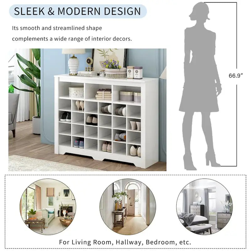 Consolle Scarpiera 24 Scomparti Design Elegante, Scarpiera Moderna con Base Curva, Madia Versatile di Alta Qualità