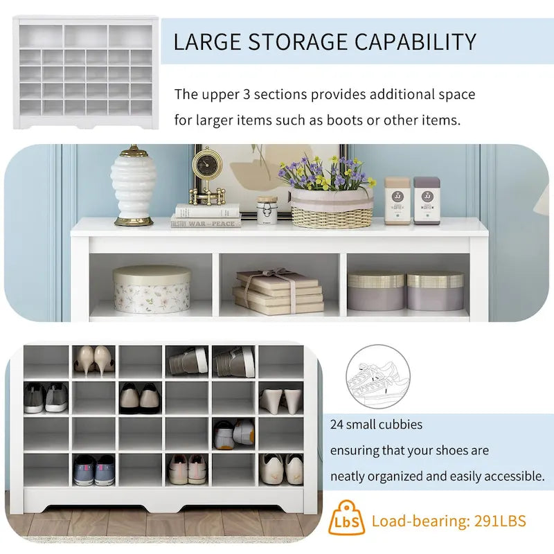 Consolle Scarpiera 24 Scomparti Design Elegante, Scarpiera Moderna con Base Curva, Madia Versatile di Alta Qualità