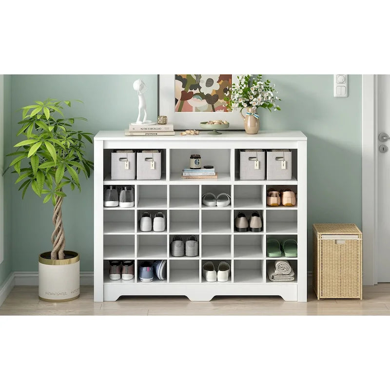 Consolle Scarpiera 24 Scomparti Design Elegante, Scarpiera Moderna con Base Curva, Madia Versatile di Alta Qualità