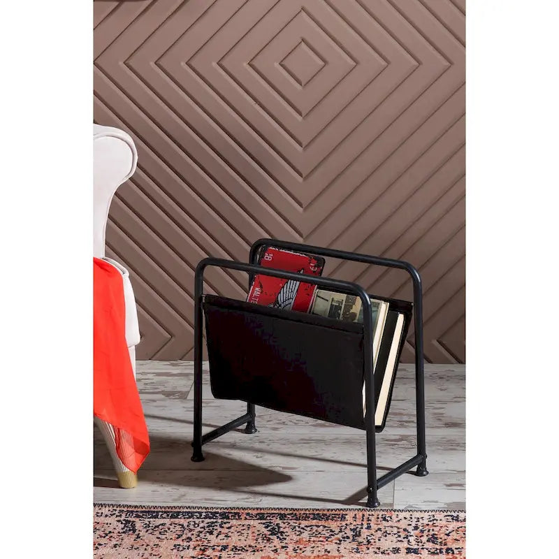 Portariviste a Sospensione Osi Freestanding con Struttura in Metallo e Finitura in Similpelle