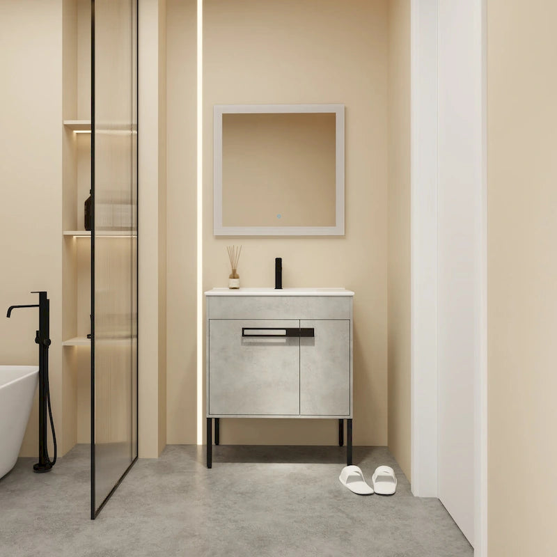 Mobile bagno da 24 pollici/30 pollici/36 pollici con lavabo, mobiletto freestanding/a parete, set lavabo in ceramica con ripiano regolabile