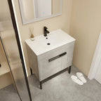 Mobile bagno da 24 pollici/30 pollici/36 pollici con lavabo, mobiletto freestanding/a parete, set lavabo in ceramica con ripiano regolabile