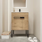 Mobile bagno da 24 pollici/30 pollici/36 pollici con lavabo, mobiletto freestanding/a parete, set lavabo in ceramica con ripiano regolabile