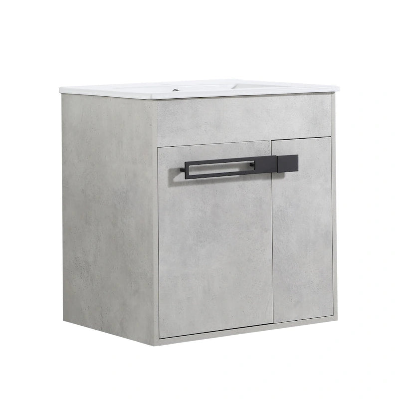 Mobile bagno da 24 pollici/30 pollici/36 pollici con lavabo, mobiletto freestanding/a parete, set lavabo in ceramica con ripiano regolabile
