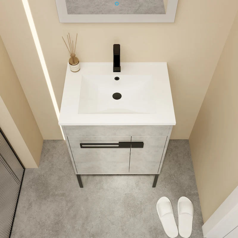 Mobile bagno da 24 pollici/30 pollici/36 pollici con lavabo, mobiletto freestanding/a parete, set lavabo in ceramica con ripiano regolabile