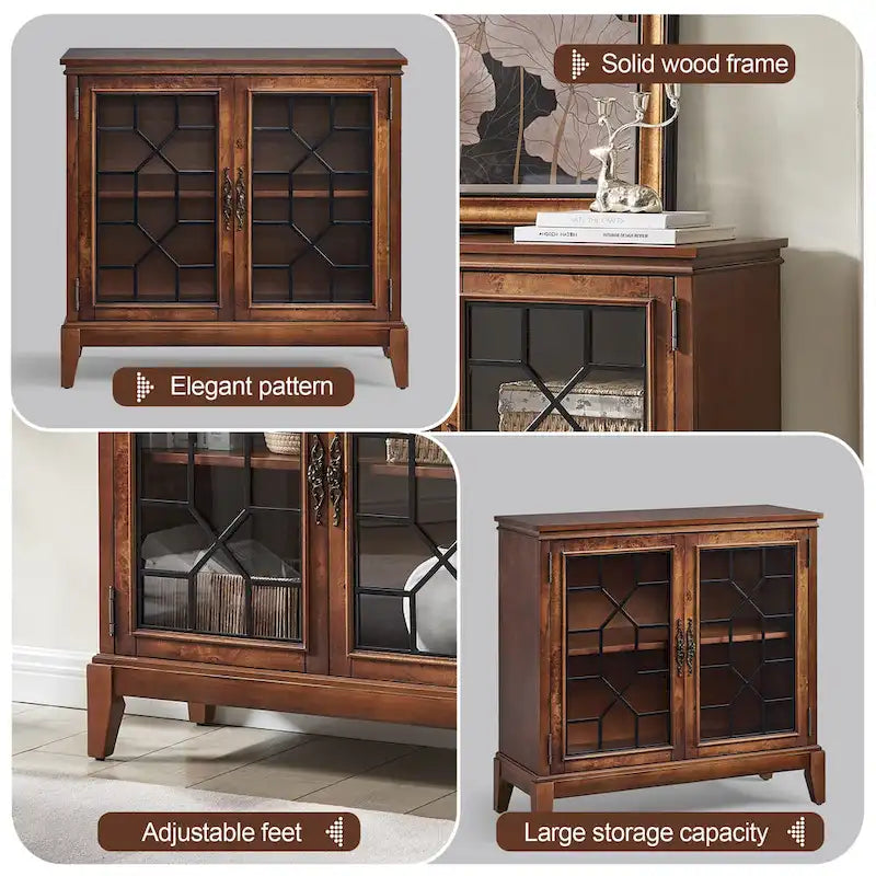 Credenza e buffet, armadietto decorativo con ante, mobiletto console effetto invecchiato per ingresso, soggiorno, camera da letto, cucina