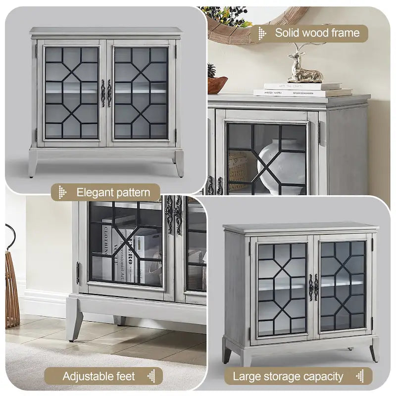 Credenza e buffet, armadietto decorativo con ante, mobiletto console effetto invecchiato per ingresso, soggiorno, camera da letto, cucina