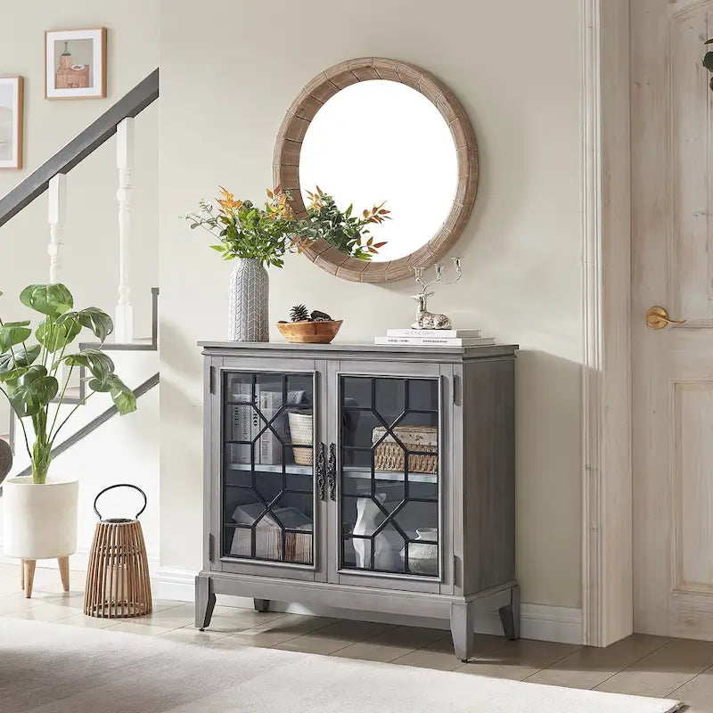 Credenza e buffet, armadietto decorativo con ante, mobiletto console effetto invecchiato per ingresso, soggiorno, camera da letto, cucina