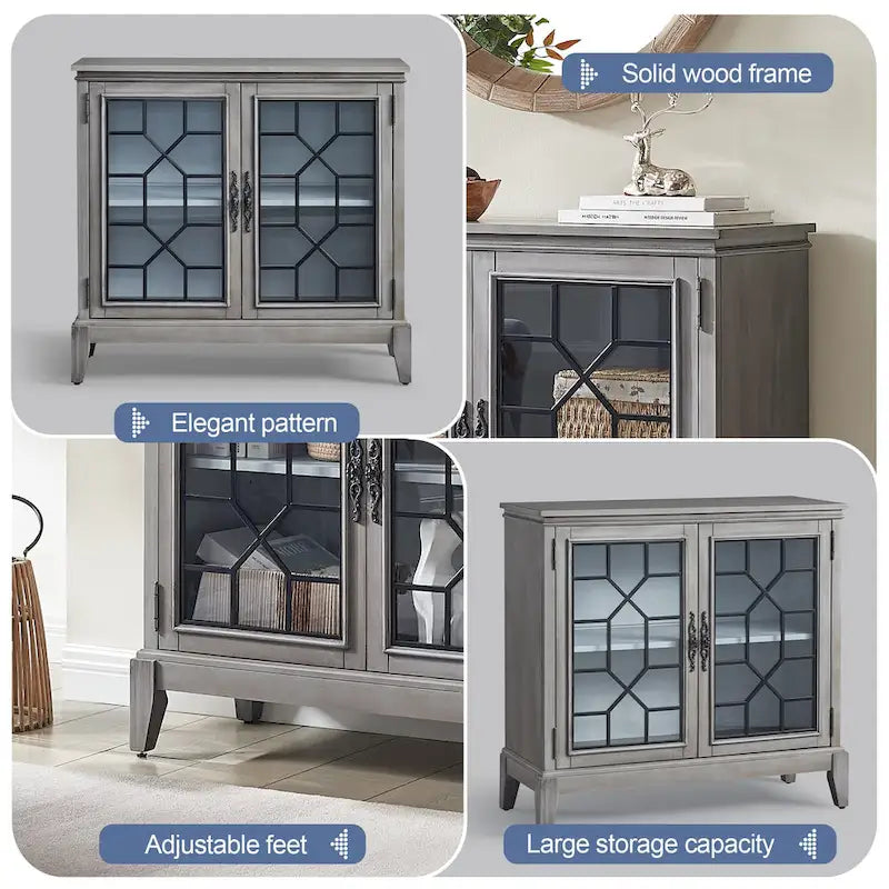 Credenza e buffet, armadietto decorativo con ante, mobiletto console effetto invecchiato per ingresso, soggiorno, camera da letto, cucina