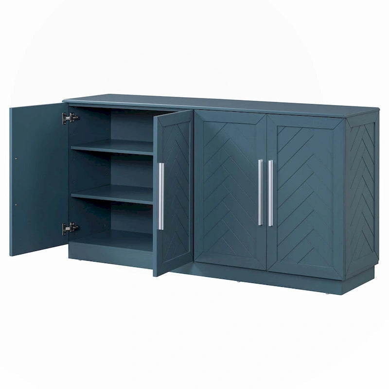 Credenza con 4 Ante Ampio Spazio Contenitivo con Ripiani Regolabili