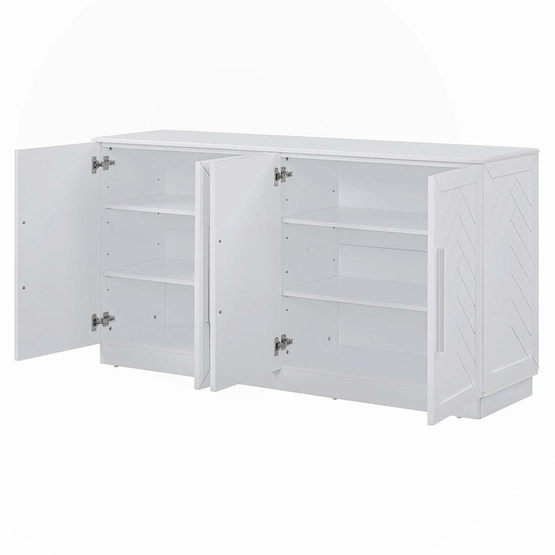 Credenza con 4 Ante Ampio Spazio Contenitivo con Ripiani Regolabili