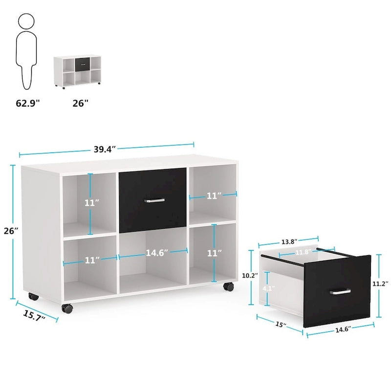 Classificatore mobile laterale in legno a 2 cassetti