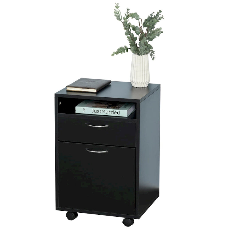 Carrello mobile per stampante da 24" con 2 cassetti - Nero (39,9x35,1x59,9 cm)