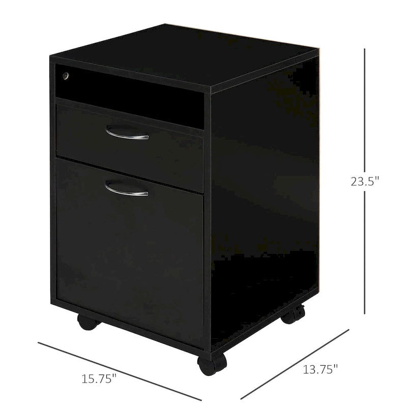 Carrello mobile per stampante da 24" con 2 cassetti - Nero (39,9x35,1x59,9 cm)
