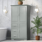 Armadio da bagno alto con ante, tre cassetti