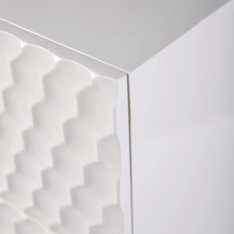 Cassettiera di Design a Sei Cassetti con Maniglie Dorate - Finitura Crema e Oro