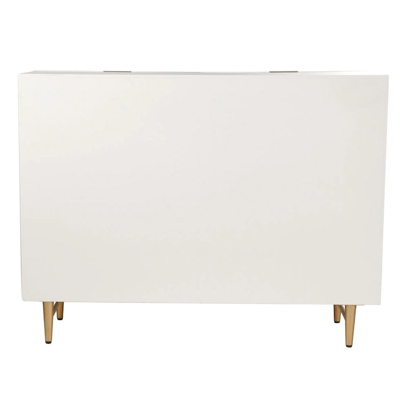 Cassettiera di Design a Sei Cassetti con Maniglie Dorate - Finitura Crema e Oro