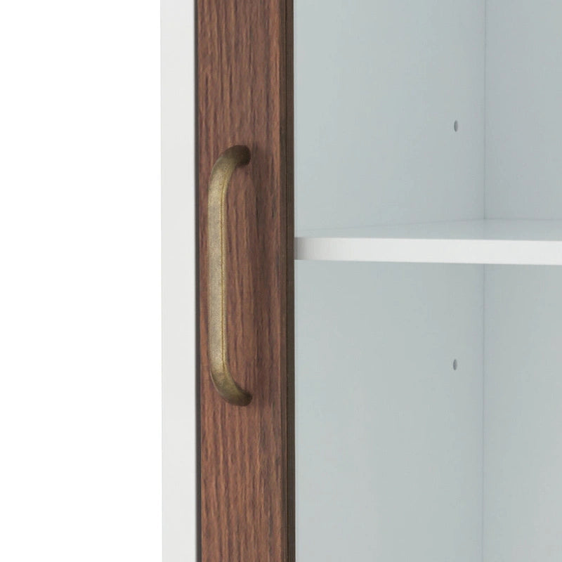 Mobile pensile da bagno a colonna Tyler - Bianco e Noce
