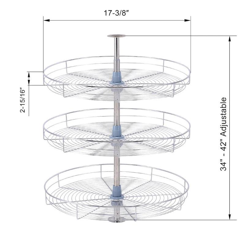 Lazy Susan 18" di diametro - Triplo ripiano girevole a 360° in acciaio inox