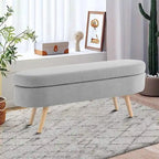 Panca Contenitore Moderna Minimalista in Tessuto di Lino Imbottita con Top Ribaltabile