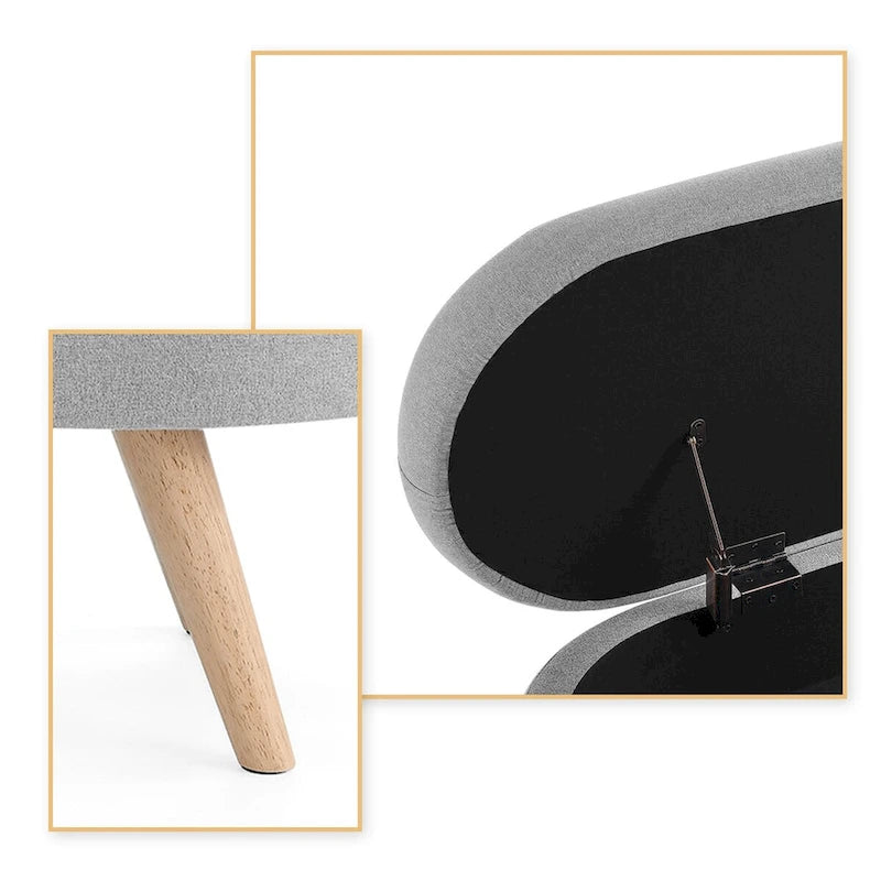 Panca Contenitore Moderna Minimalista in Tessuto di Lino Imbottita con Top Ribaltabile