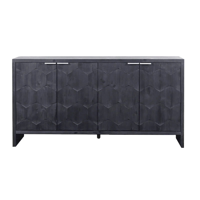 Mobiletto d'accento in stile rustico a 4 ante, mobile credenza in legno, buffet, server, mobile contenitore