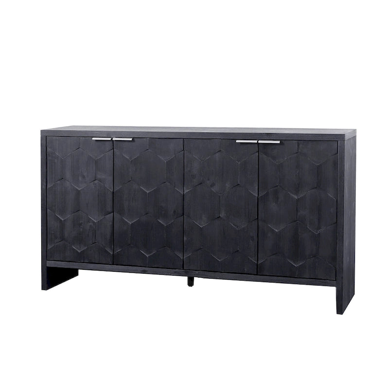Mobiletto d'accento in stile rustico a 4 ante, mobile credenza in legno, buffet, server, mobile contenitore