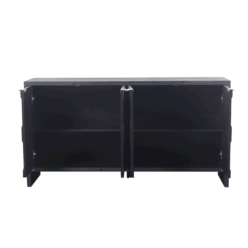 Mobiletto d'accento in stile rustico a 4 ante, mobile credenza in legno, buffet, server, mobile contenitore