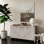 Mobiletto d'accento in stile rustico a 4 ante, mobile credenza in legno, buffet, server, mobile contenitore
