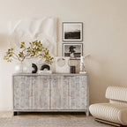 Mobiletto d'accento in stile rustico a 4 ante, mobile credenza in legno, buffet, server, mobile contenitore