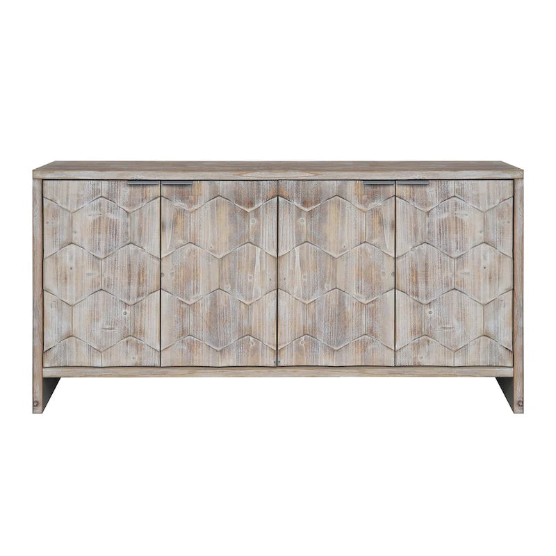Mobiletto d'accento in stile rustico a 4 ante, mobile credenza in legno, buffet, server, mobile contenitore