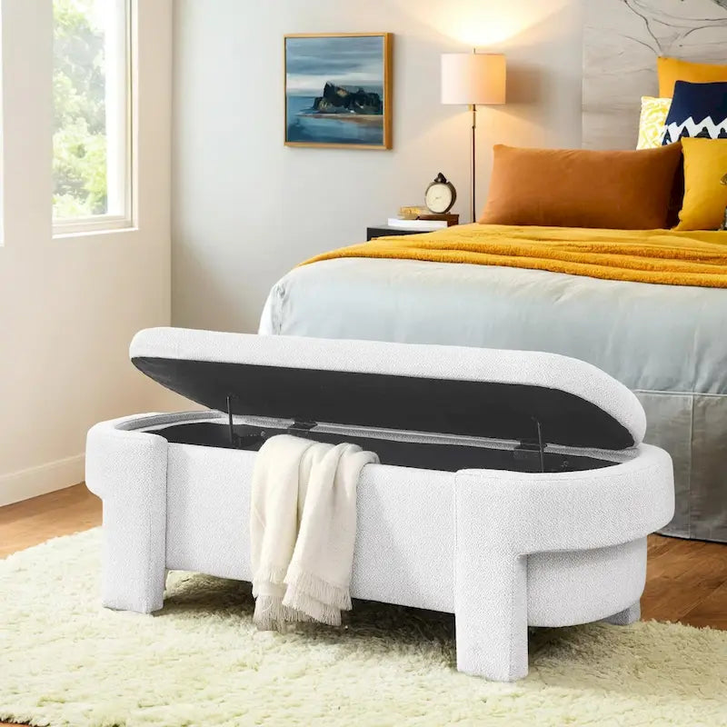 Panca Imbottita con Ampio Spazio ContenitorePouf Contenitore Moderni, per il Soggiorno, l'Ingresso e la Camera da Letto