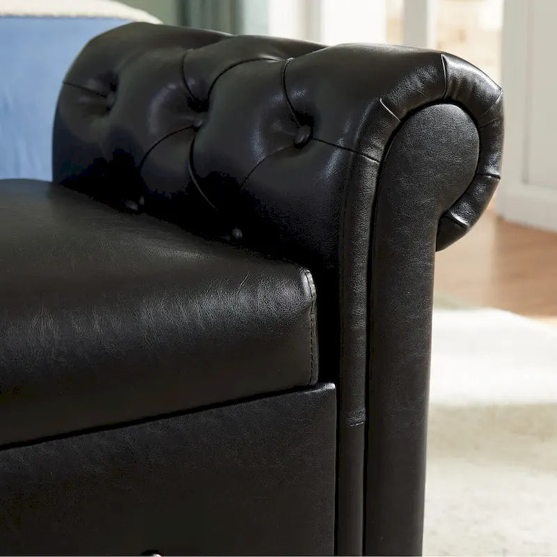 Panca Ottomana Imbottita in Pelle PU, Panca con Bottoni, Sgabello Divano, Poggiapiedi per Ingresso, Soggiorno e Finestra