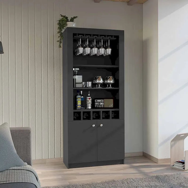 Mobile bar per cucina, sala da pranzo, soggiorno, nero