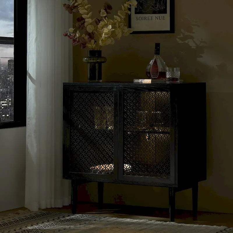 Mobile credenza moderno Dominik da 81 cm a 2 ante con luci a LED