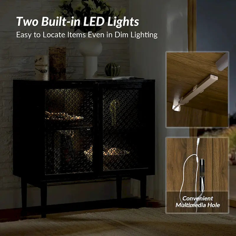 Mobile credenza moderno Dominik da 81 cm a 2 ante con luci a LED