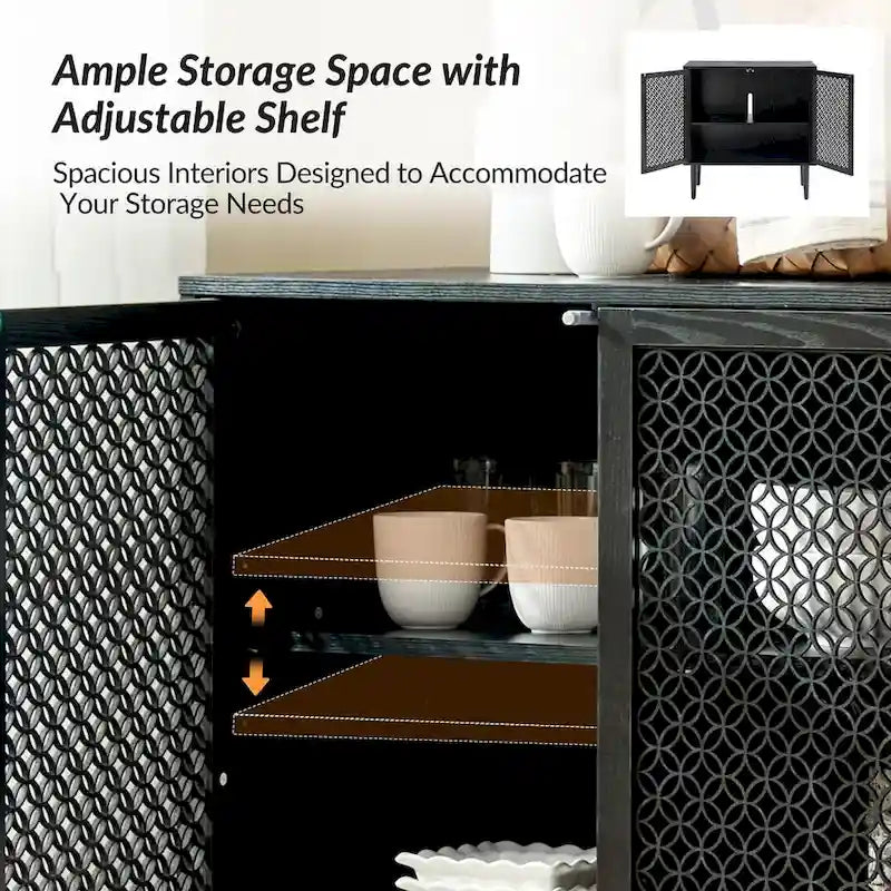 Mobile credenza moderno Dominik da 81 cm a 2 ante con luci a LED