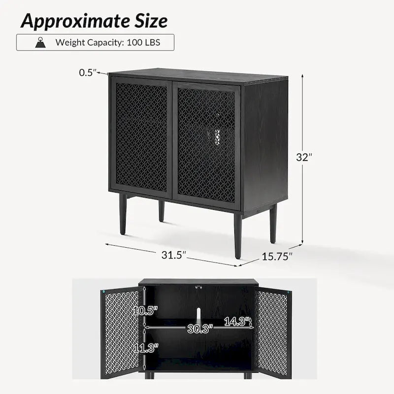 Mobile credenza moderno Dominik da 81 cm a 2 ante con luci a LED