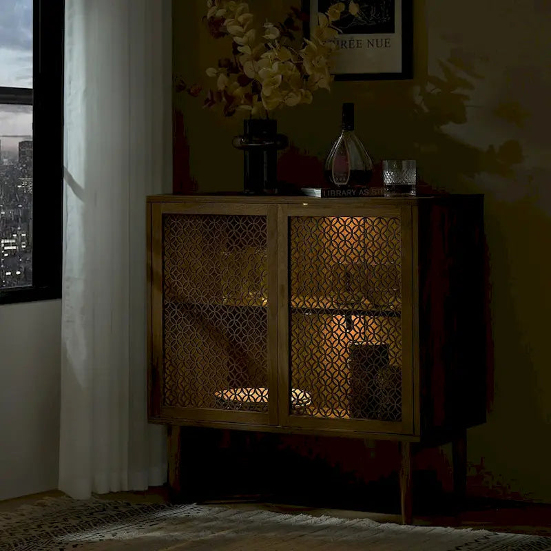 Mobile credenza moderno Dominik da 81 cm a 2 ante con luci a LED