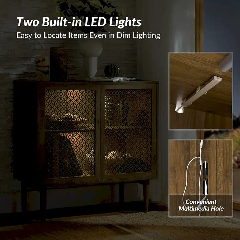 Mobile credenza moderno Dominik da 81 cm a 2 ante con luci a LED