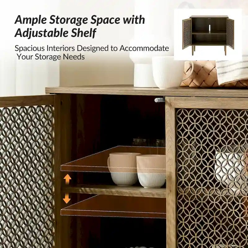 Mobile credenza moderno Dominik da 81 cm a 2 ante con luci a LED