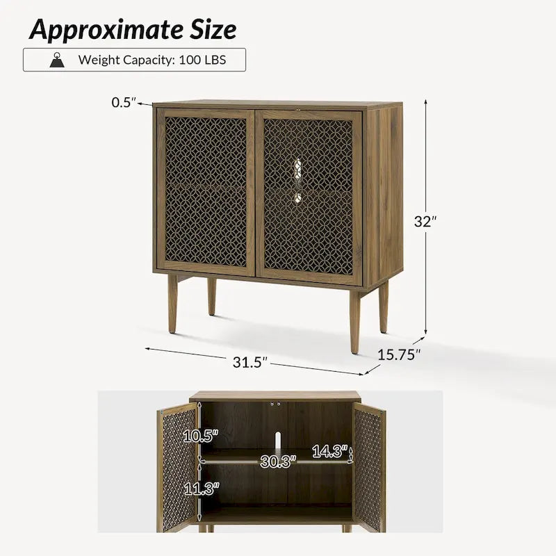 Mobile credenza moderno Dominik da 81 cm a 2 ante con luci a LED