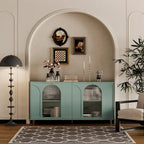 Mobile Credenza Laccato in Legno con 4 Ante in Vetro Buffet Contenitore