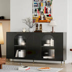 Mobile Credenza Laccato in Legno con 4 Ante in Vetro Buffet Contenitore