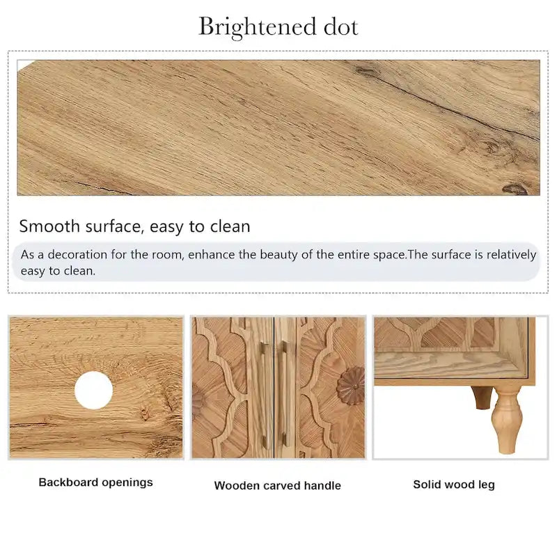 Mobile Contenitore Grande con Ante Intagliate a Fiore e Maniglie in Metallo Adatto per Soggiorno, Cucina, Ingresso