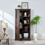 Mobiletto Contenitore Dispensa Stile Rustico con Ante Scorrevoli a Stalla, Mobile Organizer Salvaspazio per Casa con Cassetti e Ripiani
