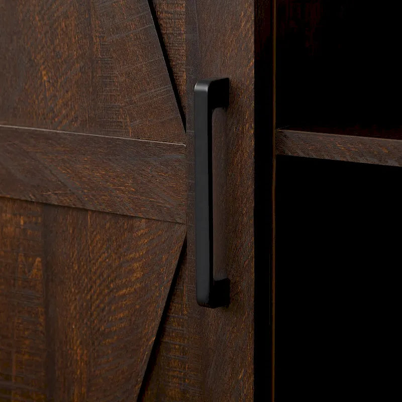 Mobiletto Contenitore Dispensa Stile Rustico con Ante Scorrevoli a Stalla, Mobile Organizer Salvaspazio per Casa con Cassetti e Ripiani