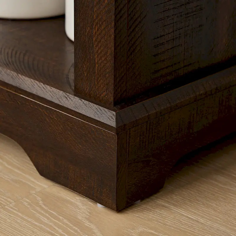 Mobiletto Contenitore Dispensa Stile Rustico con Ante Scorrevoli a Stalla, Mobile Organizer Salvaspazio per Casa con Cassetti e Ripiani