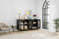 Credenza moderna minimalista in legno con 4 ante in acrilico e ripiani regolabili