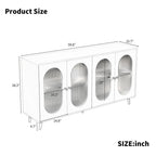 Credenza moderna minimalista in legno con 4 ante in acrilico e ripiani regolabili